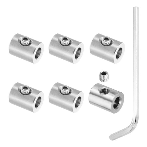 Uxcell 5mm Hole Wire Rope Clips Set, 6 Pcs 304 Stainless Steel Single Holes Lock Cable Clamps Clip with Hexagon Screws Spanner for Wire Rope Fitting, Silver