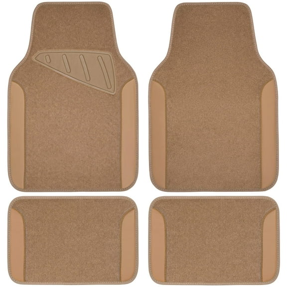 Juego de 4 alfombrillas para coche CAR PASS, de piel, color beige, impermeables