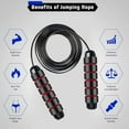 thumbnail image 3 of Jump Rope Adjustable Steel Jump Rope Workout with Foam Handles for Fitness, Home Exercise & Slim Body - Black red, 3 of 5
