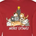 thumbnail image 4 of Inktastic Merry Catmas with Cat Tree and Yellow Star Long Sleeve T-Shirt, 4 of 5