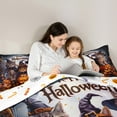 thumbnail image 5 of jejeloiu Halloween Spooky Pumpkin Queen Comforter Set,Pet Animal Cat Bedding Sets,Orange Maples Leaves Bedding Comforter Set,Ultra Soft Home Decor Reversible,3 Pieces, 5 of 8