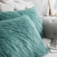 thumbnail image 3 of Home Soft Things Mongolian Faux-fur Pillow Covers Luxury Fluffy Throw Pillow Case Decorative Fuzzy Cushion Cover, No Pillow Insert, Set of 2 - Oil Blue - 14" x 26", 3 of 5