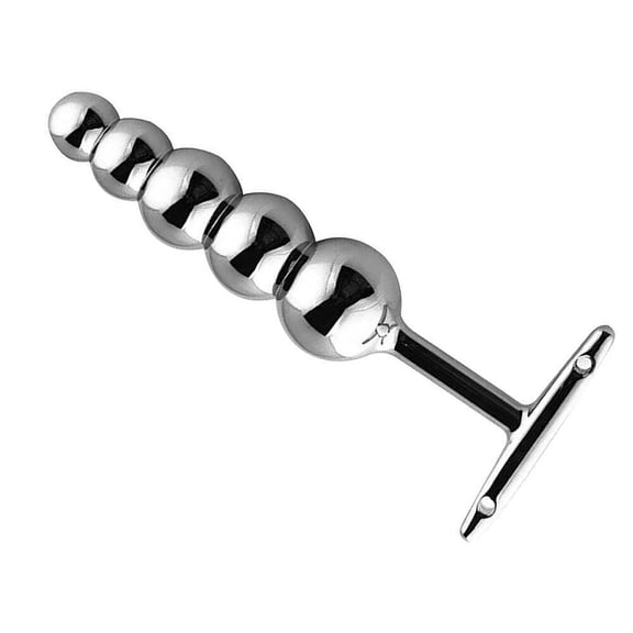 Honeypleasures Metal 5-Ball Beaded Anal Wand with T-Handle