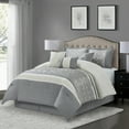 thumbnail image 6 of Nanshing Marley 7 Piece Damask Comforter Set , Grey , King Size , Jacquard with matching solid piece work, 6 of 6