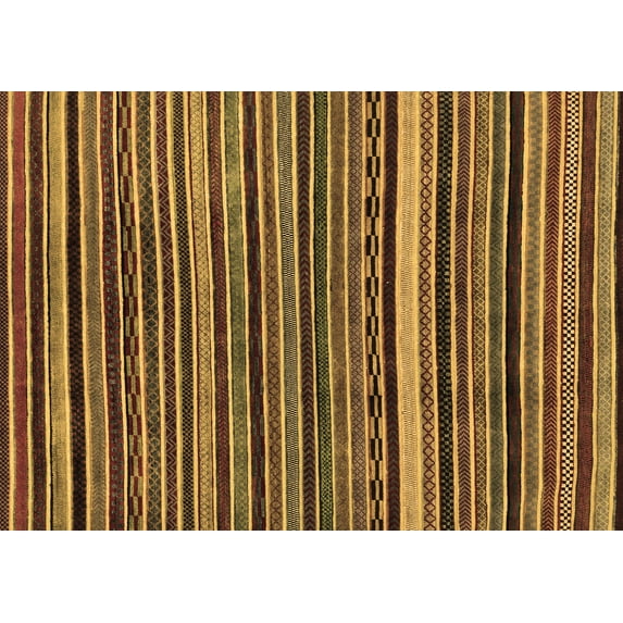Ahgly Company Indoor Rectangle Abstract Brown Modern Area Rugs, 2' x 5'