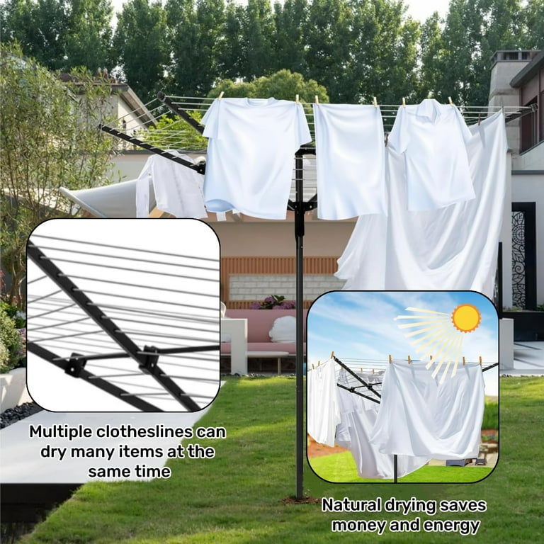 Bimiti Laundry Umbrella Dryer, 4-Aluminum Arms, Adjustable, 165 ft