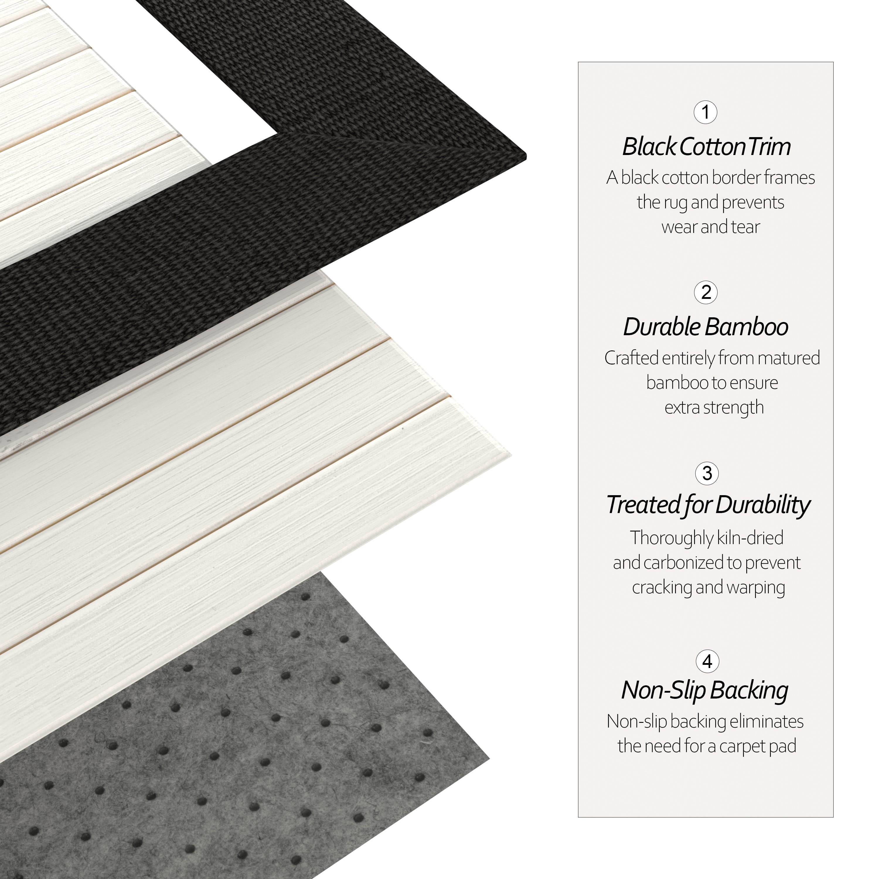 Bamboo Rug - White - 5' x 8'