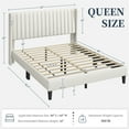 thumbnail image 3 of Yaheetech Upholstered Platform Bed Frame with Channel Tufted Headboard, Queen, Ivory, 3 of 6