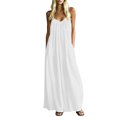thumbnail image 3 of ClodeEU Women's V Neck Spaghetti Strap Tiered Maxi Dress,Boho Beach Vacation Swing Dress White,Women's Plus XL, 3 of 7
