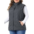 thumbnail image 4 of Agnes Orinda Women's Plus Size Quilted Puffer Vest Stand Collar Sleeveless Zip‑Up Gilet Lightweight Warm Casual Outerwear with Pockets 2X Gray, 4 of 6