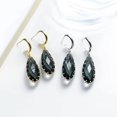 thumbnail image 3 of Aretes Largos Gota Cristal Azul Humo Oro Laminado 14k blanco Unitalla, 3 of 3