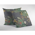 thumbnail image 4 of Carnation Garden Suede Blown and Closed Pillow Orange Green on Gray 16"x16", 4 of 9