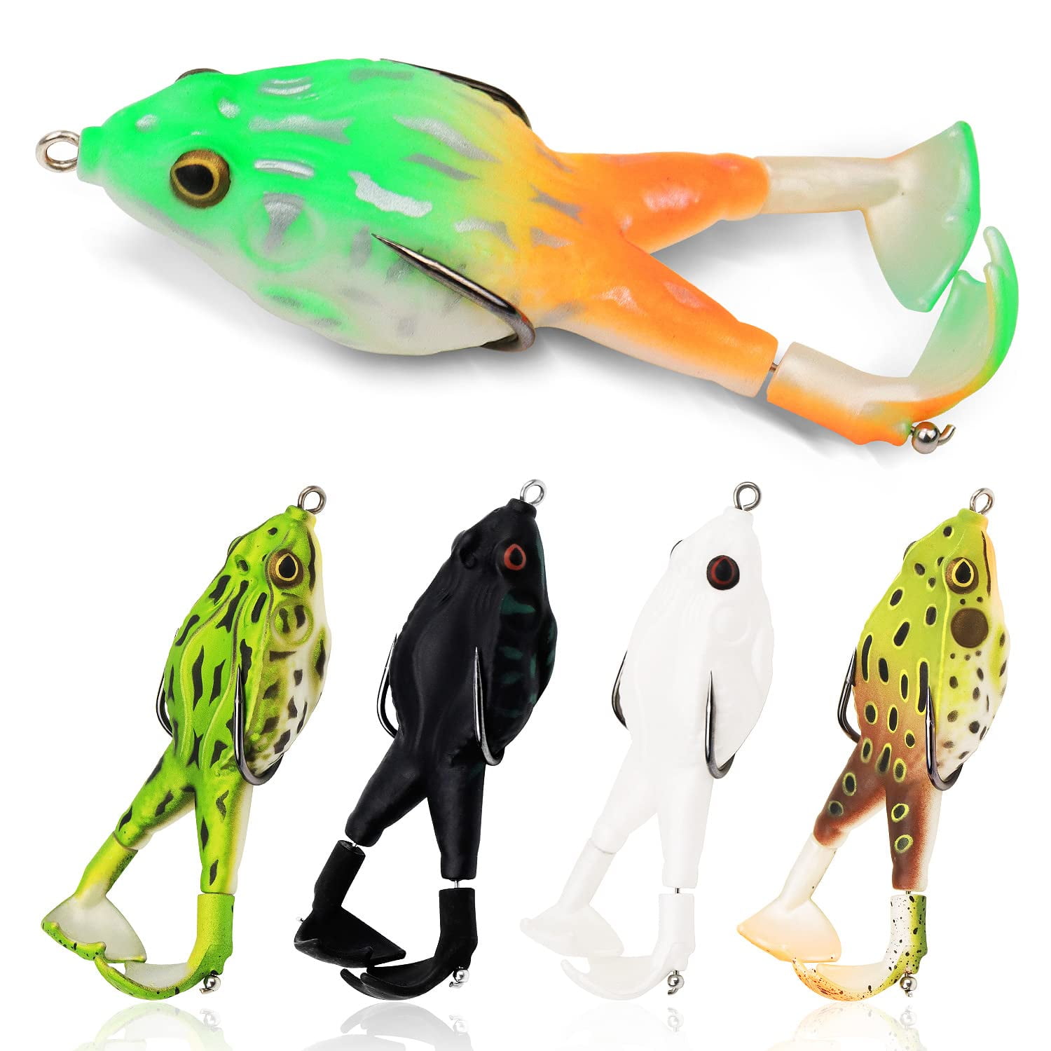 Soft Frog Bait, Double Propellers Legs, 3D Eyes, Lifelike Silicone