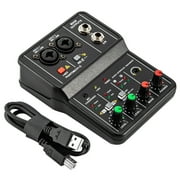 Miumaeov Mini 2 Channel Audio DJ Mixer Console Interface 48V Power Professional Audio Equipment for Studio Live Show Party Recording Microphone/Guitar XLR+6.35mm 3.5mm Stereo in