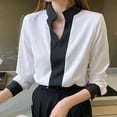 thumbnail image 4 of Soki Chemise Boutonnée pour Femmes Manches Longues Col Classique Hauts Bureau Décontracté Blouse en Chiffon, 4 of 6