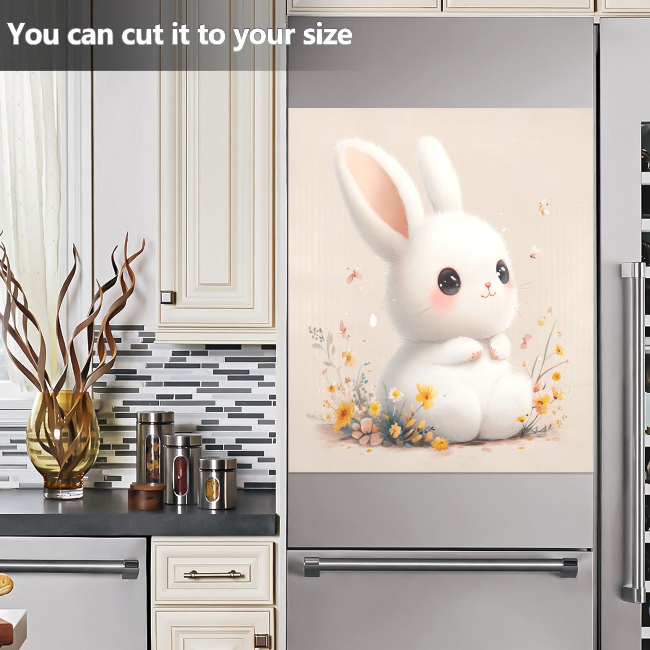 Dishwasher Magnetic Sticker 23x26 Inch Refrigerator Magnetic Sticker Washing Machine Magnetic Sticker Kitchen Panel Magnetic Sticker Home Decor Super Cute Rabbit