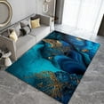 thumbnail image 3 of Abstract Marble Turquoise Area Rugs, Gilded Modern Blue Green Fluid Graffiti Art Apartment Carpet, Bedroom Rug High Density Dust-Proof Apply to Living Room Study Bedroom,2ft x 3ft, 3 of 6