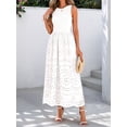 thumbnail image 6 of Women'S Summer Dresses Sleeveless Crewneck A-Line Boho Lace Eyelet Tank Maxi Dress with Pockets White M, 6 of 10