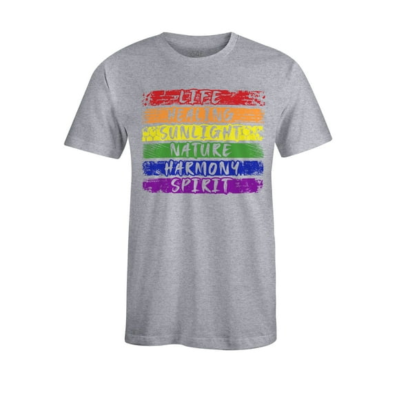 S4E Men's Pride Flag Life Harmony Spirit T-Shirt XXX-Large Sports Grey
