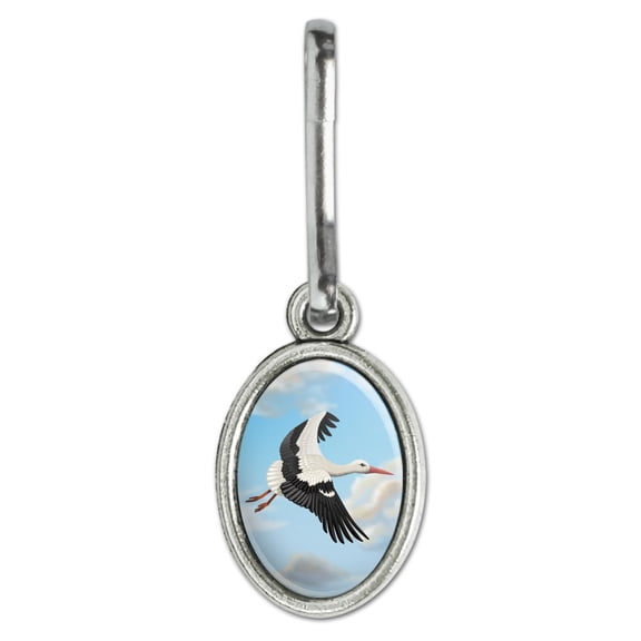 Flying Stork Antiqued Oval Charm Clothes Purse Suitcase Backpack Zipper Pull Aid