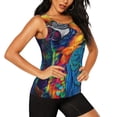 thumbnail image 2 of Gukieu Vibrant Rainbow Parrot Fantasy Print Women's Quick-drying Fitness Vest, Round Neck Sleeveless Fitness T-shirt, Suitable for Yoga, Sports-Medium, 2 of 7