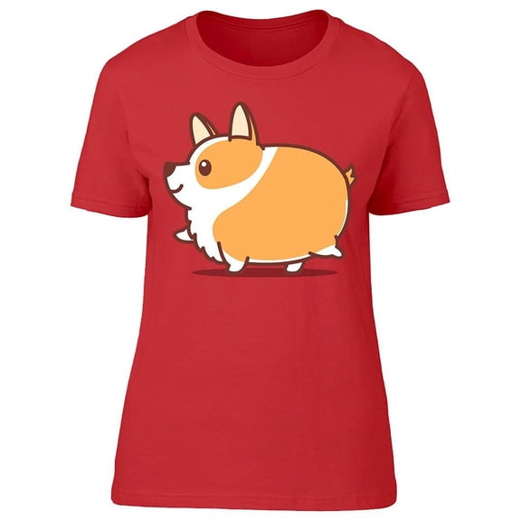 Fluffy Corgi Walking T-Shirt Women -Image by Shutterstock, Female Medium