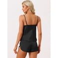thumbnail image 3 of DARING DIVA Women's Satin Cami Short Sleepwear Silky Pajamas Sets Black XS, 3 of 6
