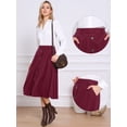 thumbnail image 2 of DARING DIVA Women's High Waist A Line Midi Skirts with Pockets Small Burgundy, 2 of 6