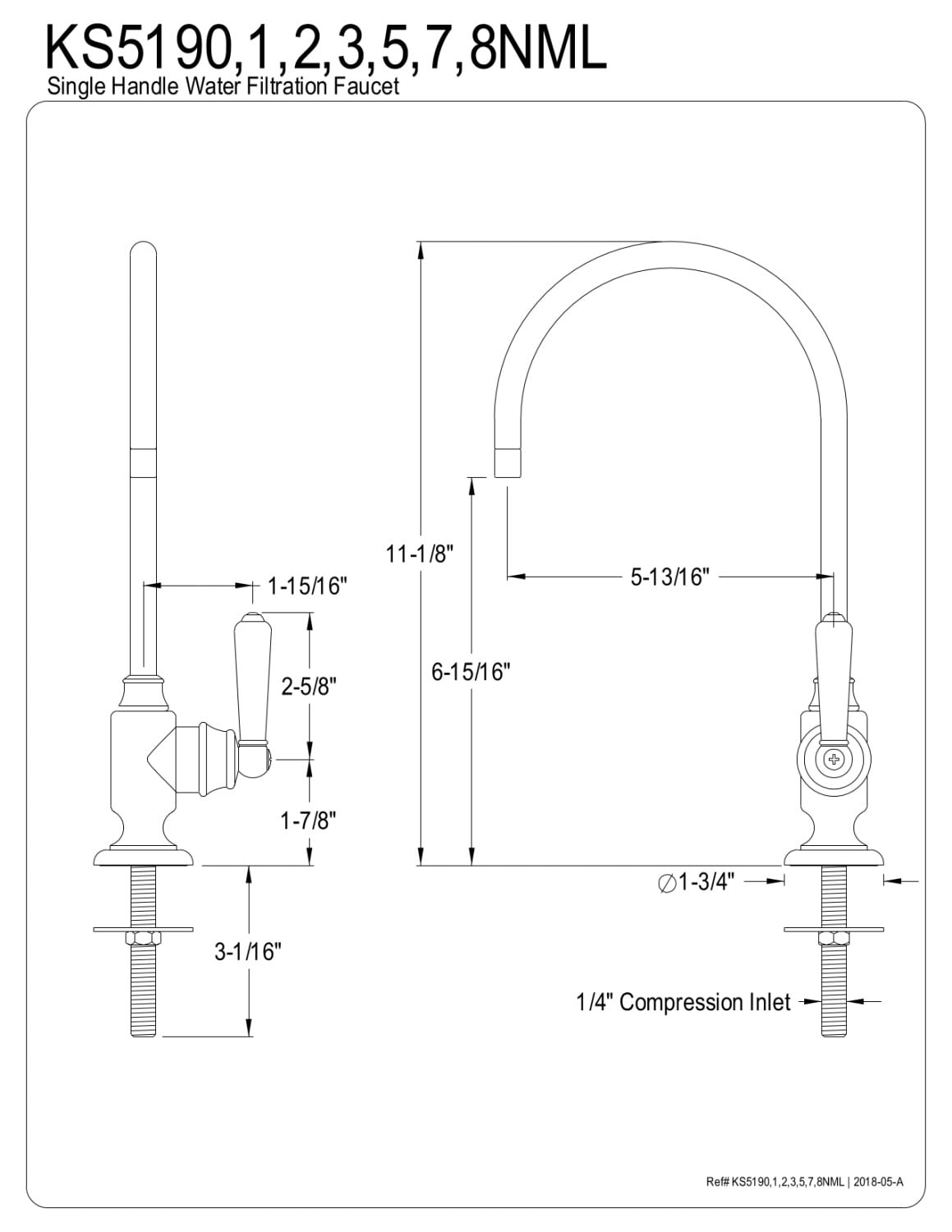 Kingston Brass KS5192NML Magellan Single-Handle Water Filtration Faucet, Polished Brass