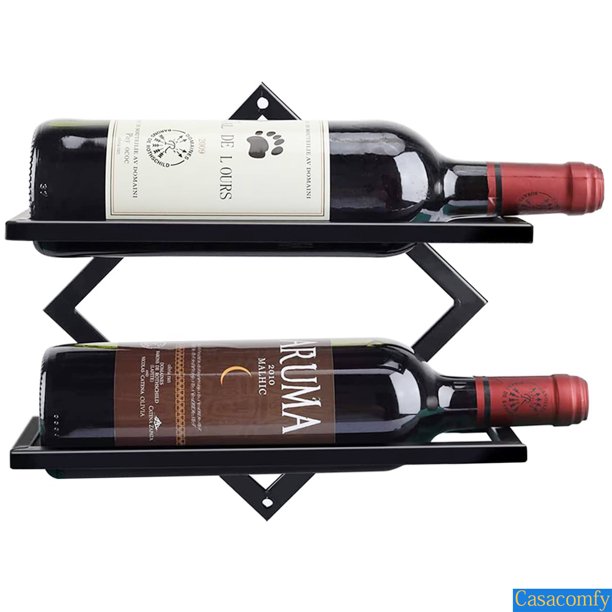 Metal Wine Rack Wall Mounted, Black Upgrade Foldable Hanging