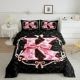 thumbnail image 2 of Castle Fairy Pink Flower Personalized Initial K Bedding Comforter Set 2pcs for Teenagers Kids,Dreamy Princess Pearl Bow Twin Comforter Sets Microfiber,Bohemian Damask Breathable Bedding Set, 2 of 8