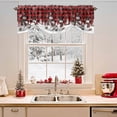 thumbnail image 2 of Christmas Snowman Tie Up Valances Curtain, Winter Snowflakes Tree Pine Cone Red Plaid Adjustable Rod Pocket Short Window Treatment Tie Up Curtains Valances for Kitchen Living Room Bathroom 42x12 In, 2 of 9