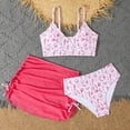 thumbnail image 2 of Staki Girls Bathing Suits Girl's 3 Piece Bikini Swimwear Cute Swimsuits Bathing Suit High Waisted with Cover Up Beach Skirt 7Y 8Y 9Y(Hot Pink,11-12 Years), 2 of 6