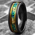 thumbnail image 4 of Tungsten Rings for Men Wedding Bands for Him Womens Wedding Bands for Her 8mm Green Opal with 24K Gold Foil Leaf, 4 of 8