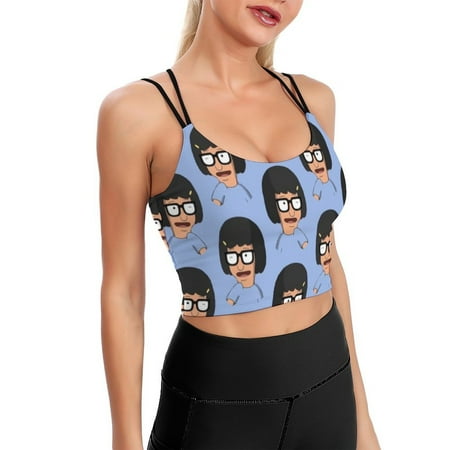 Tina Bob s Burgers Sports Bra For Women Padded Crop Top Camisole Yoga Tank Top Vest Workout Tops Racerback With Built In Bra Activewear Fitness Gym