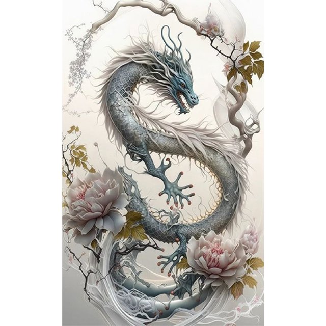Diamond Painting 5D DIY Full Square Drill Kit Dragón Flor Decoración (ZQA481) Hugtrwg Para estrenar