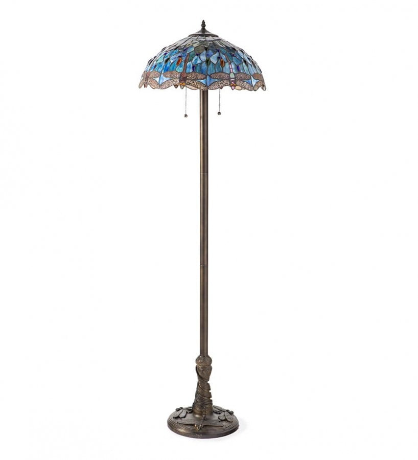 Wind & Weather TiffanyStyle Stained Glass Floor Lamp with Dragonfly