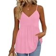thumbnail image 2 of Camisole Tops For Women Casual Pink V Neck Solid Color Tank Sleeveless Tank Summer Tops For Women, 2 of 6