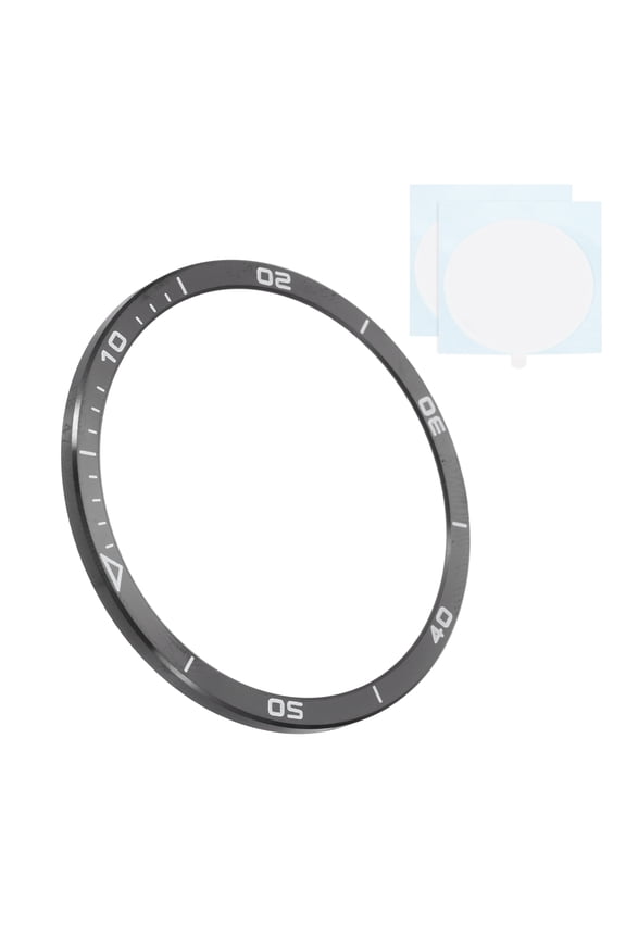 Watch Bezel Insert 47mm, Stainless Steel Watch Bezel Ring Adhesive Anti Scratch Cover Amoled Display Black/White