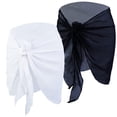 thumbnail image 4 of 2 piezas de pareos de playa, protector solar, gasa suave, para playa, para cubrirse, falda de bikini, color negro y blanco, 4 of 15