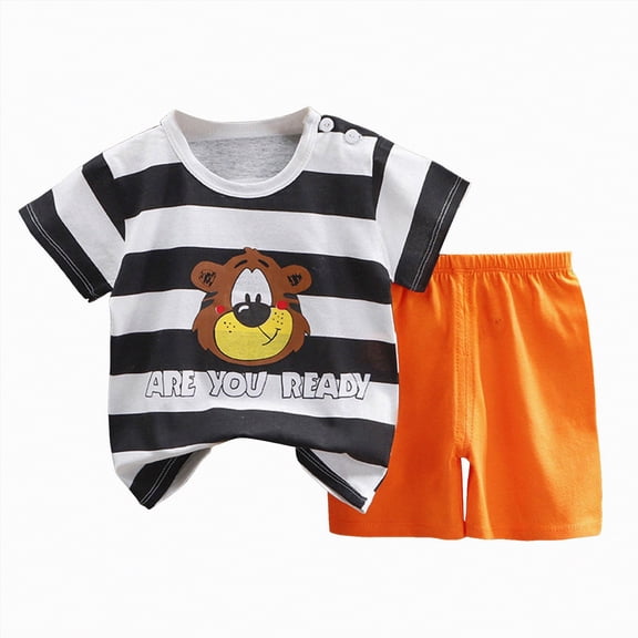 mgoYE 2T Boy Clothes Toddler Boy Summer Clothes Outfits Kids Cotton Short Sleeve Shirt Shorts Set(Black,5-6 Years)