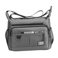 thumbnail image 3 of Bolso de mensajero para hombre, bolso de hombro informal, portátil, ligero, impermeable, Gris, 3 of 9