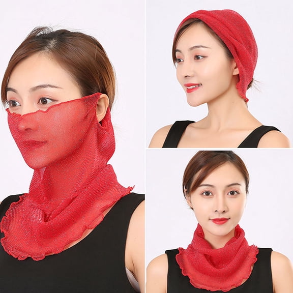 COSMOBETTY 2-Pack Women's Face Veils for Sun , Breathable Red Fabric Masks for Cycling, Hiking, Climbing Outdoors