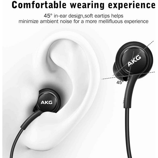 AKG Earbuds Stereo Headphones for Asus Zenfone 7 Designed by AKG Braided Cable with Microphone and Volume Remote Type C Connector Black