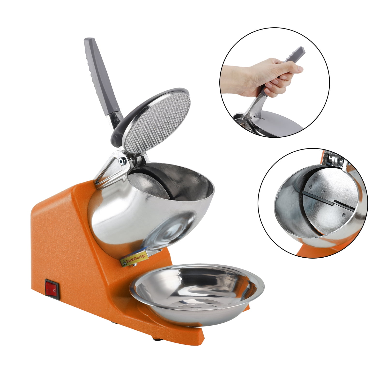 Electric Ice Crusher Machine 143LBS/Hr Snow Cone Maker Ice Shaver 500W