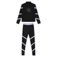 thumbnail image 4 of YEAHDOR Kids Girls Sports Yoga Suit Long Sleeve Stripes Rhinestones Sweatshirt with Pants Jogging Outfit Light Purple 8, 4 of 5