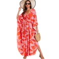 thumbnail image 1 of Vestido kaftán maxi Moss Rose con cuello en V y mangas murciélago 130 cm, 1 of 5