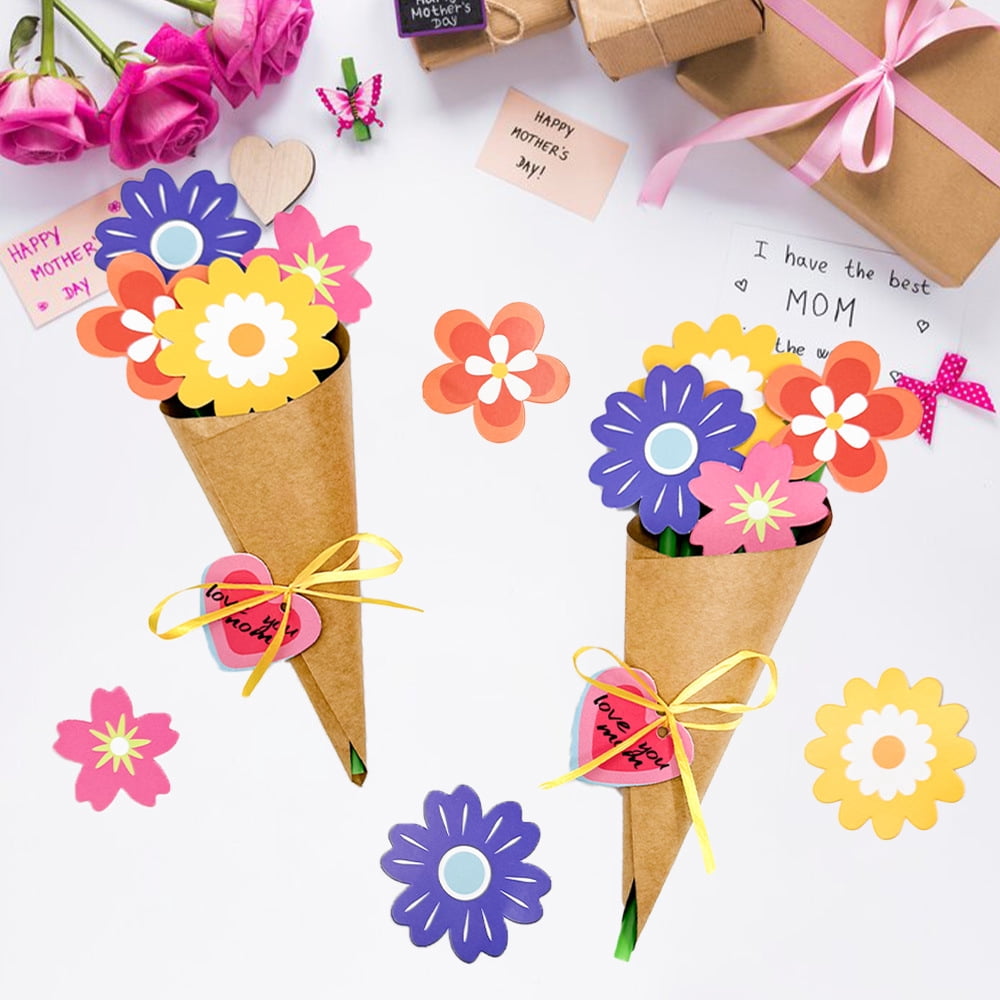 24 Set Flower Bouquet Craft Kit, Make Your Own Flowers Vase Art DIY Flower and Craft for Teacher Mother's Day Christmas Birthday Party Gift Decoration