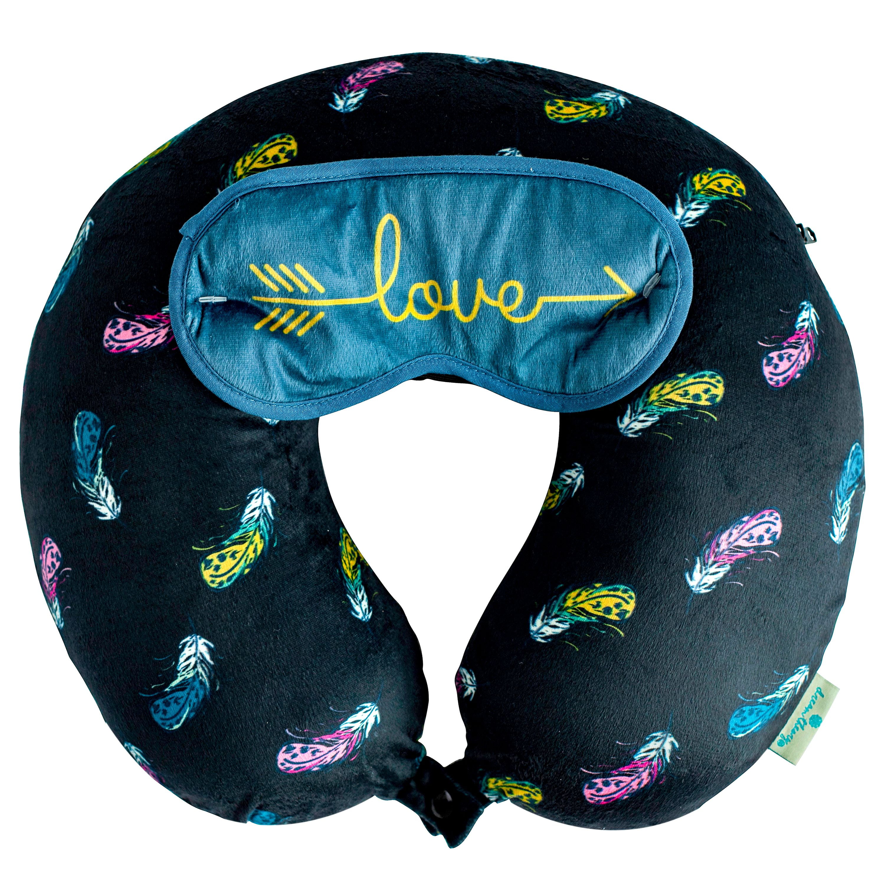 travel neck pillow and eye mask