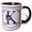 Black/White, variant on 3drose, Pretty Purple Floral and Stripes Monogram Initial K, 11oz Two-tone Black Mug
